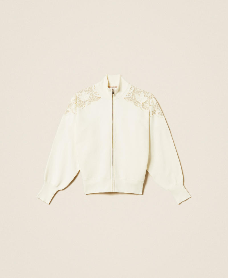 Knit jacket with embroidered organza White Snow Woman 252TP3405_00282_S0