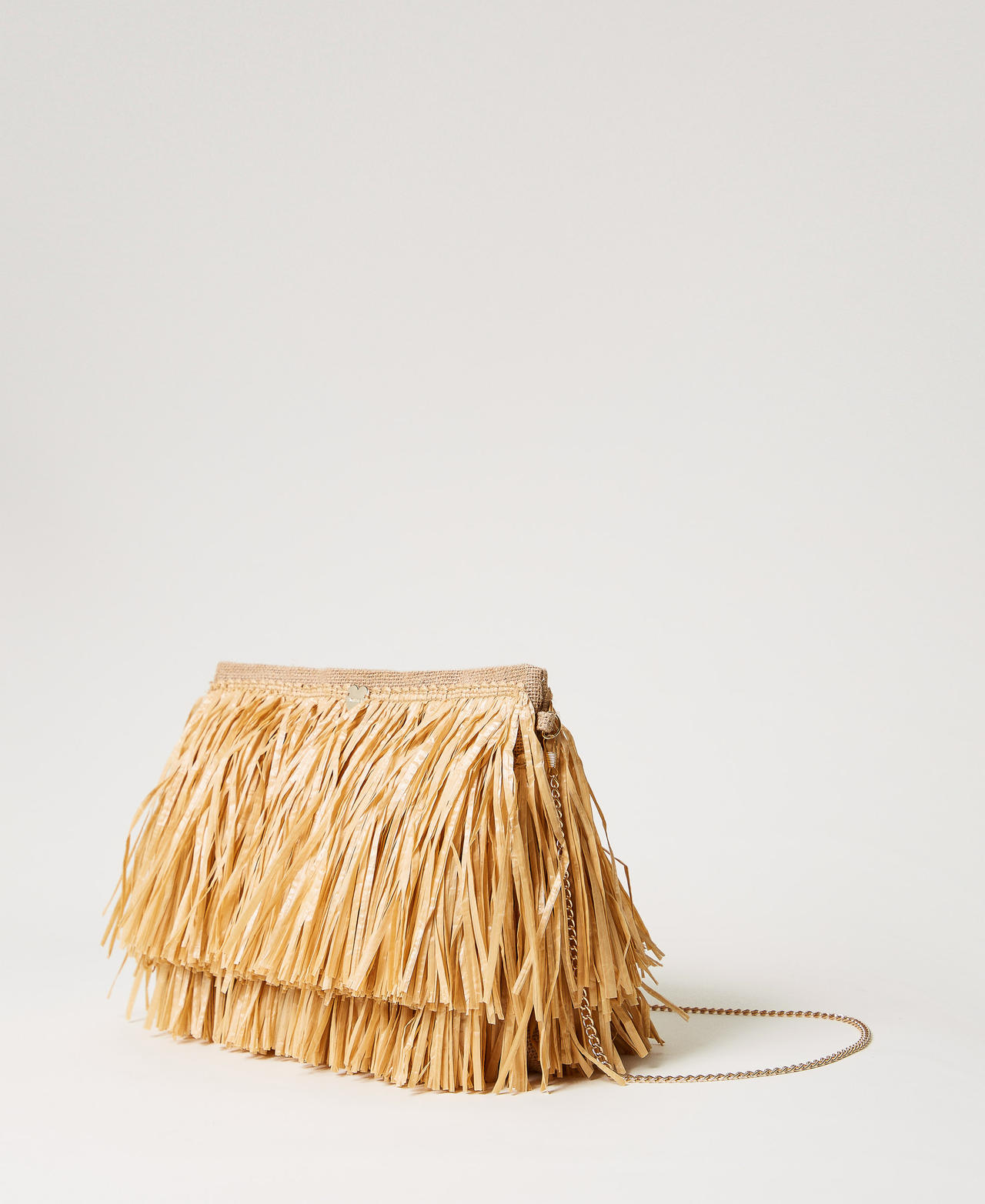 Borsa a tracolla in juta con frange Paglia Donna 251LM8AEE_00193_02