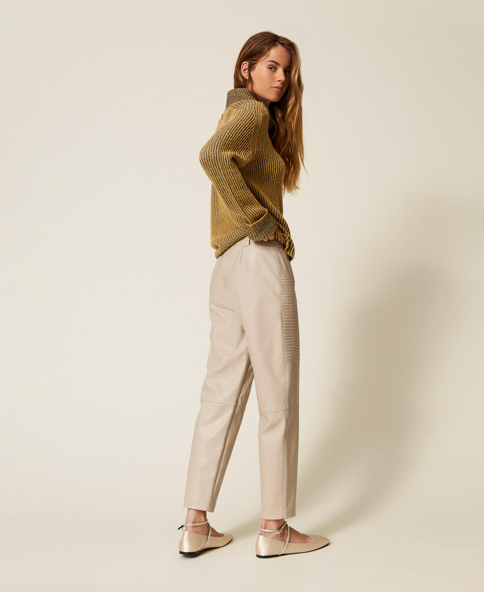 Pantalon motard effet cuir Gris &laquo;&nbsp;Craie&nbsp;&raquo; Femme 252AP2061_12169_02