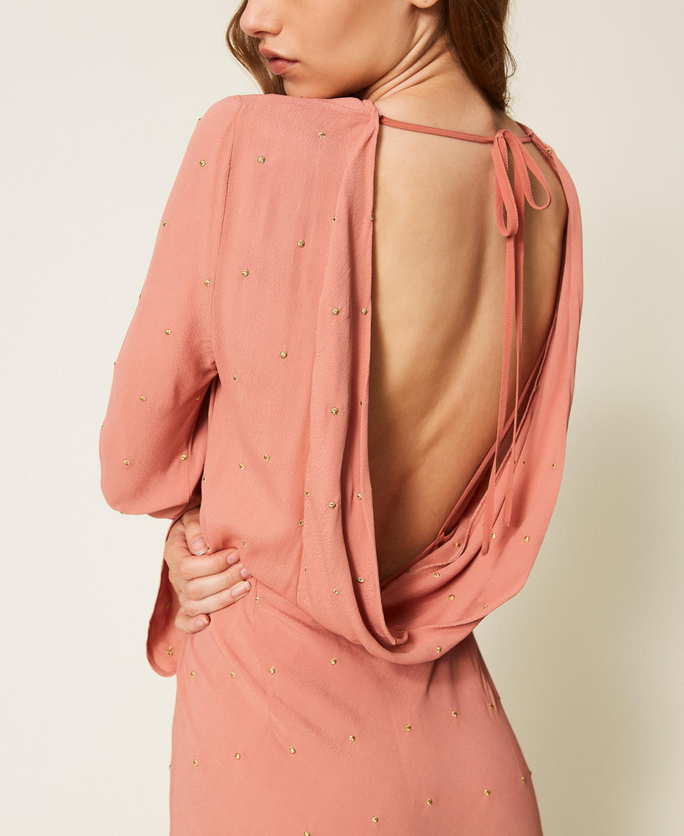 Abito lungo con ricamo lurex e scollatura Marrone "Ruggine" Donna 252TP2035_12608_04