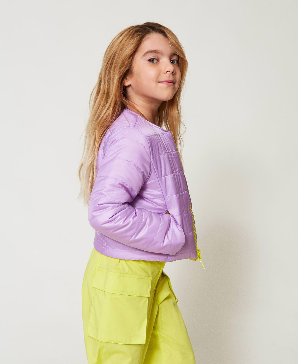 Reversible two-tone puffer jacket Two-tone Yellow Plum/Pastel Violet Girl 251GJ2650_12301_03