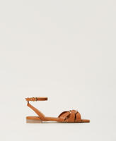 Leather sandals with Oval T Leather Brown Girl 251GCJ04A_00057_01
