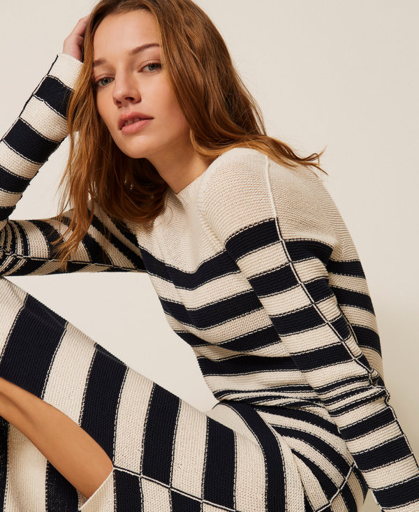 Long seamless knit dress with stripes