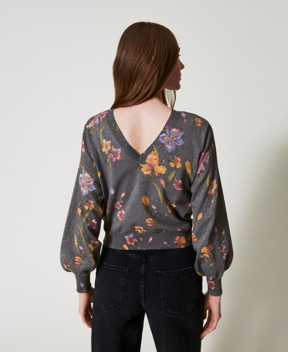 Pull double usage avec imprim&eacute; floral Imprim&eacute; Iris Multicolore/Black Femme 251TP3650_12328_06