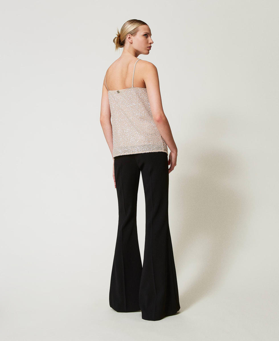 Fluid crêpe flared trousers Black Woman 251TP2105_00006_03
