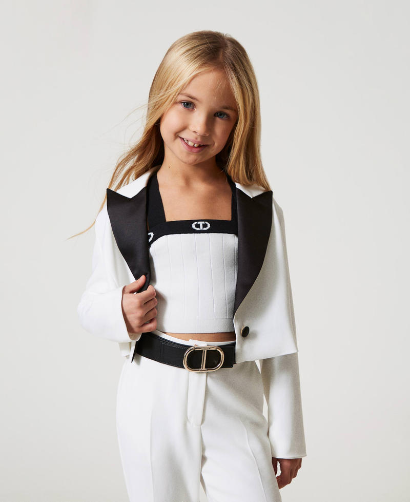 Elasticated belt with Oval T Black Girl 251GJ5012_00006_0T