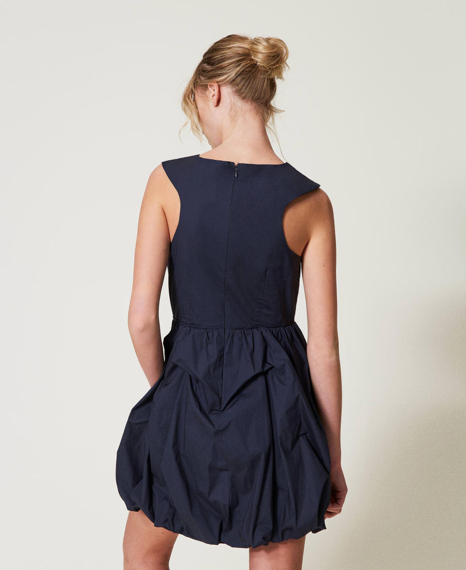 Abito corto balloon in popeline Deep Blue Donna 251AP2301_03585_02