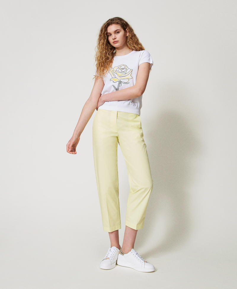 Knit t-shirt with embroidery "Papers" White Woman 251AX3051_00840_T0