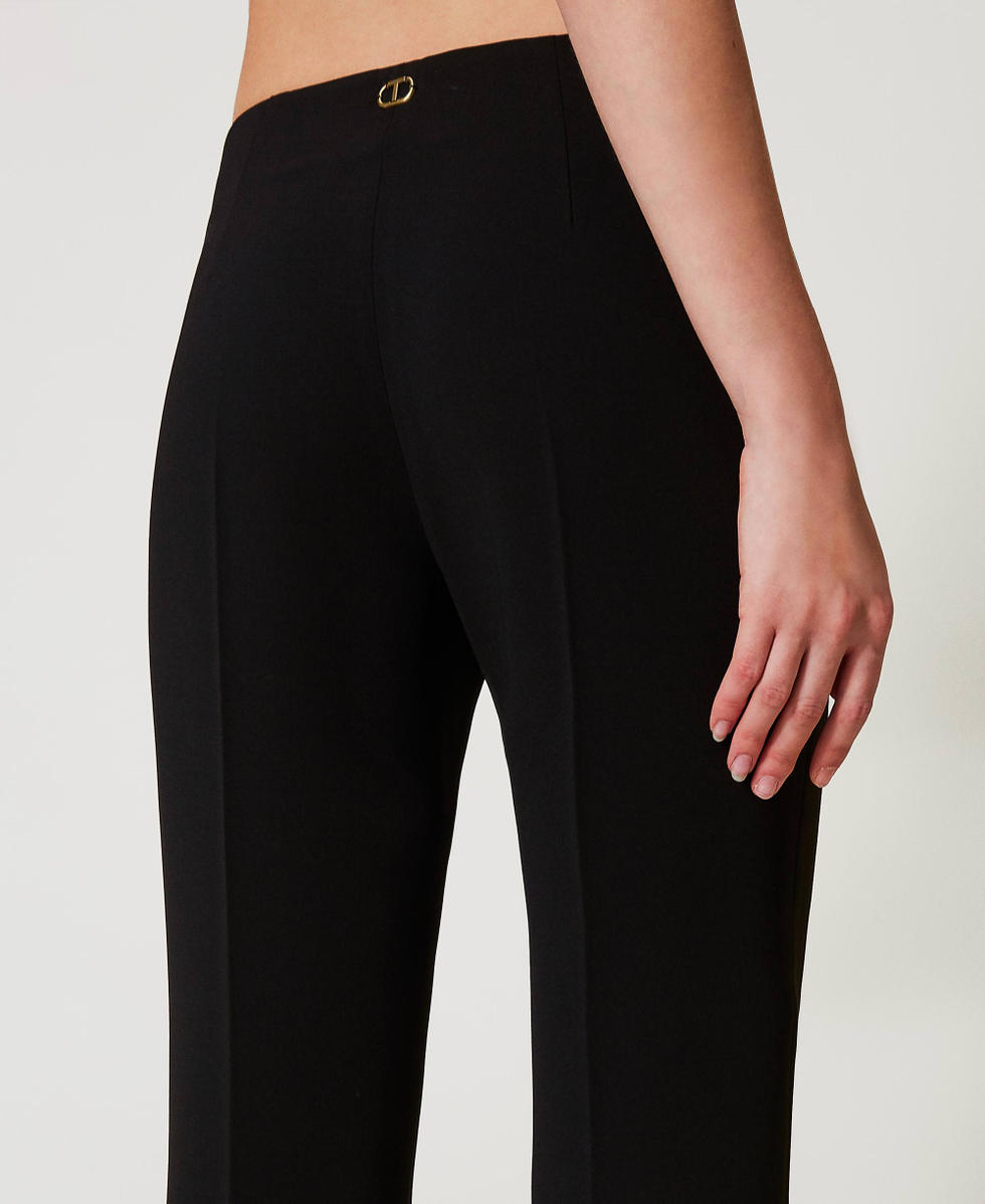 Fluid crêpe flared trousers Black Woman 251TP2105_00006_04