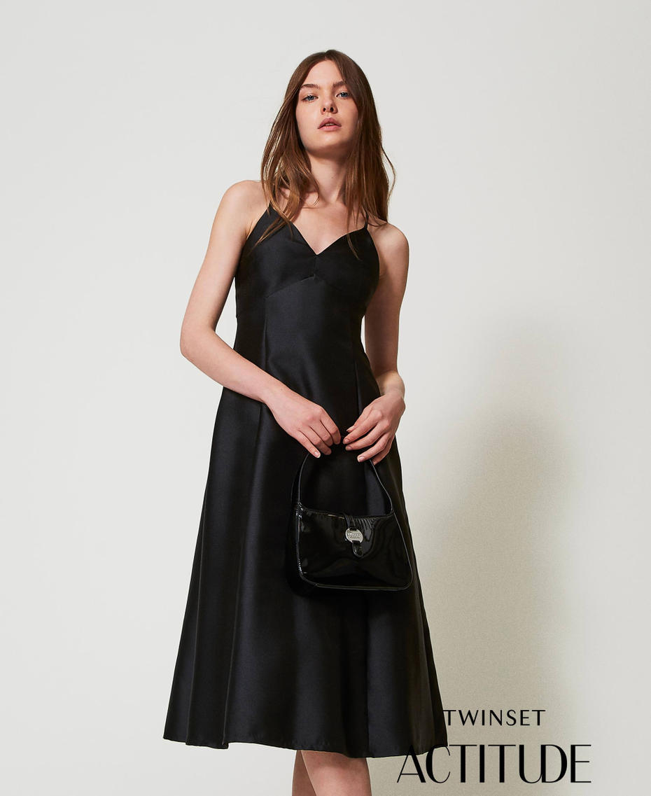 Abito longuette in twill tecnico Nero Donna 251AP2264_00006_PA