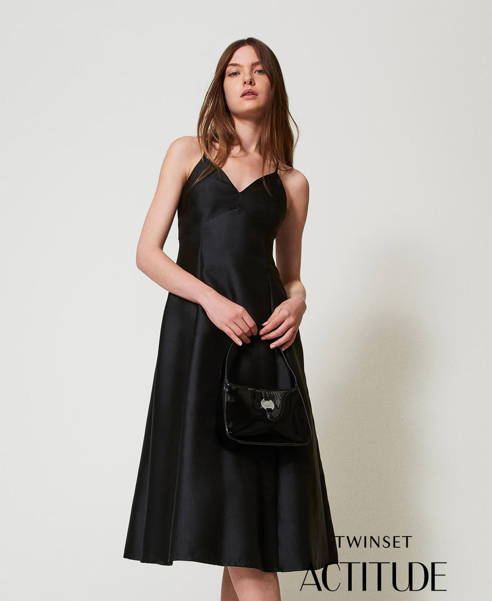 Midi technical twill dress Black Woman 251AP2264_00006_PA