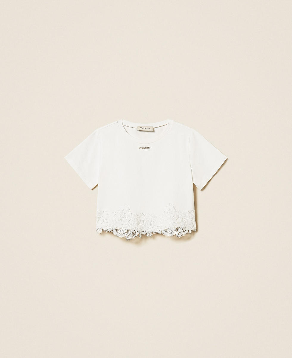 T-shirt with lace and logo