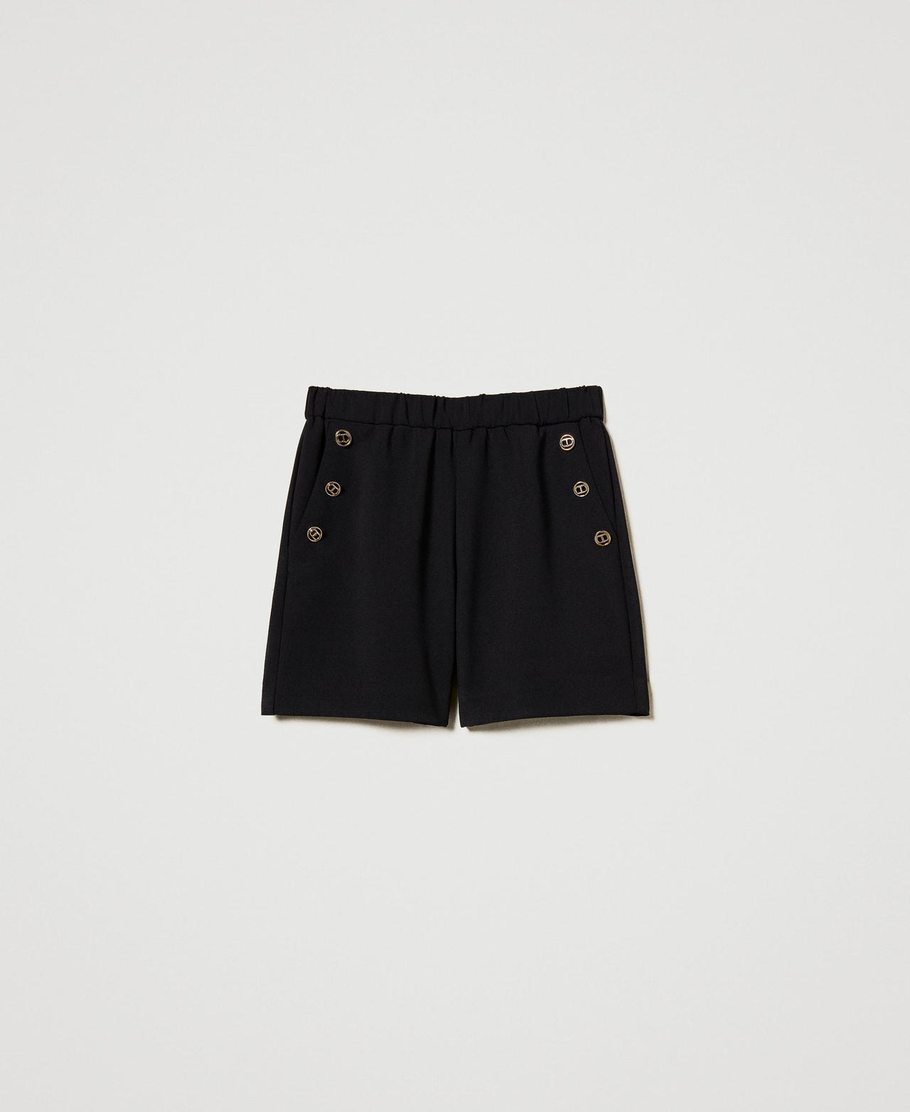 Crêpe shorts with logo buttons Black Girl 251GJ2QN5_00006_0S