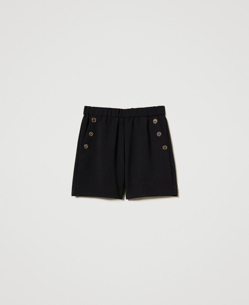 Crêpe shorts with logo buttons Black Girl 251GJ2QN5_00006_0S
