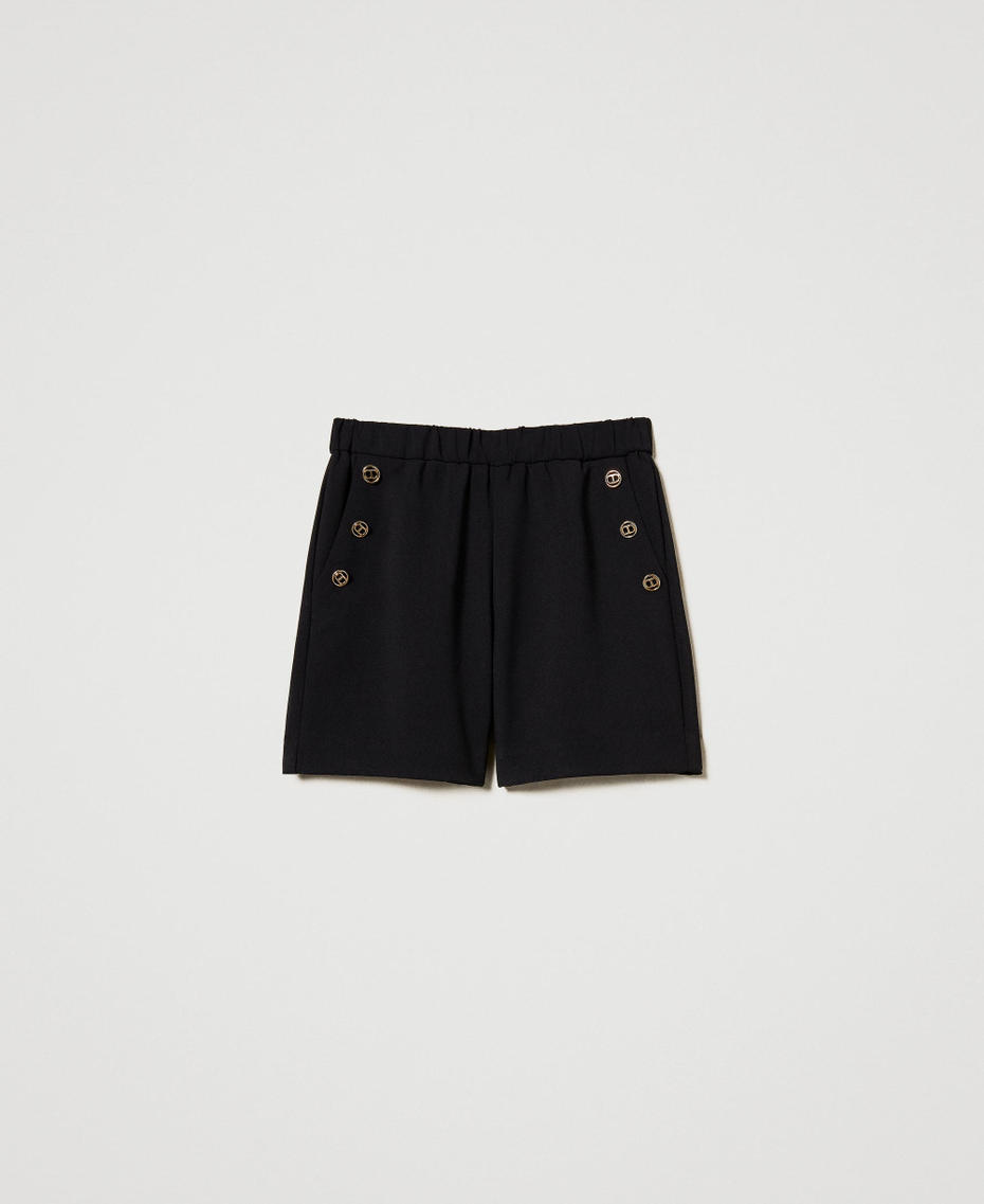 Crêpe shorts with logo buttons Black Girl 251GJ2QN5_00006_S0