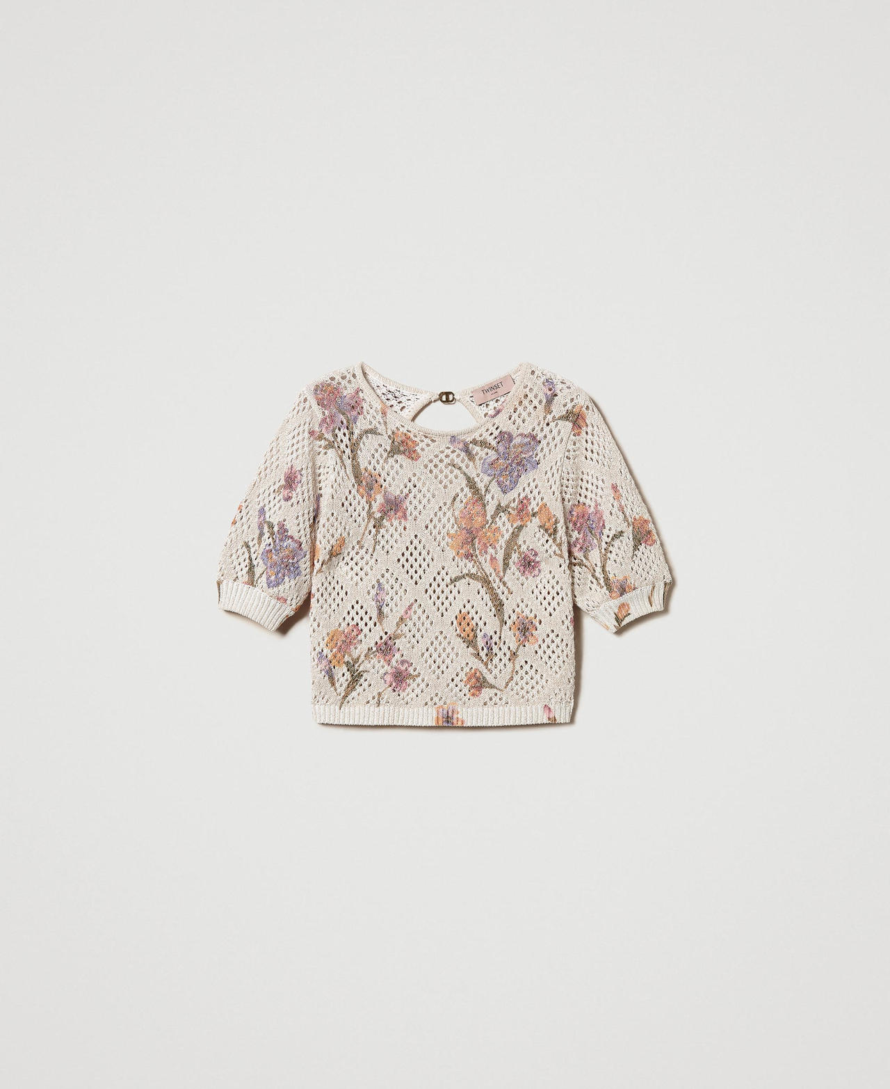 Netzpullover mit Blumenprint Print Iris Multicolor / Perlmutt Frau 251TP3630_12329_0S