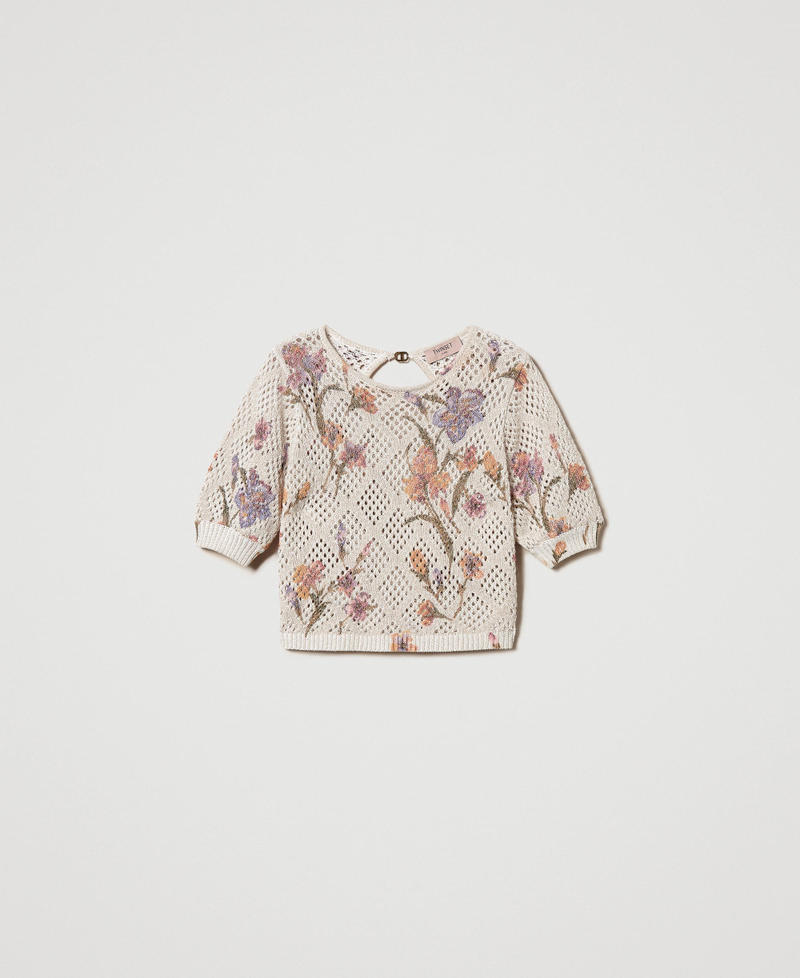 Netzpullover mit Blumenprint Print Iris Multicolor / Perlmutt Frau 251TP3630_12329_0S