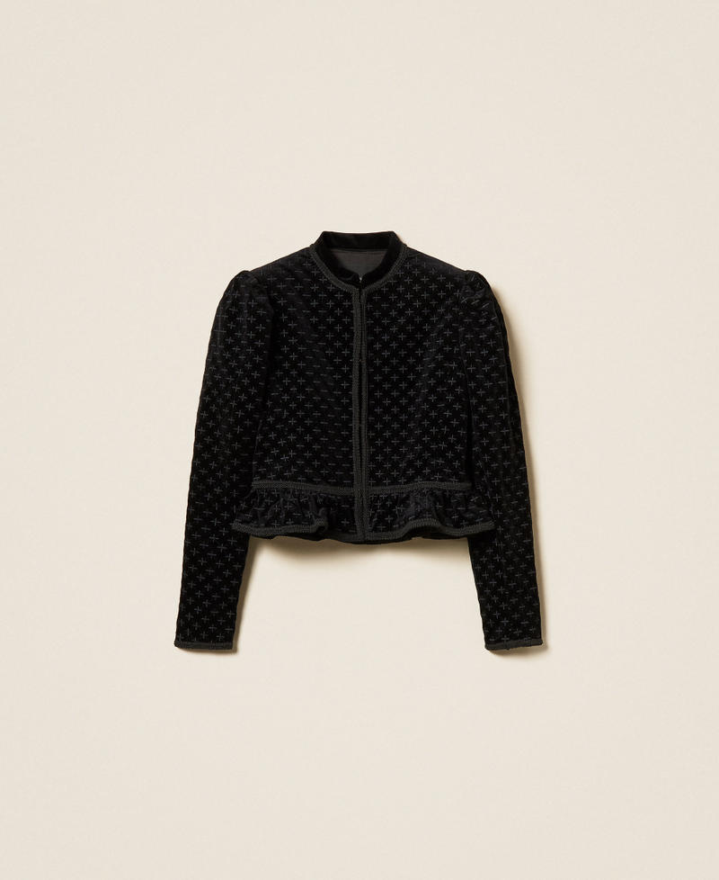Velvet jacket with embroidery Black Woman 252TS2020_00006_S0