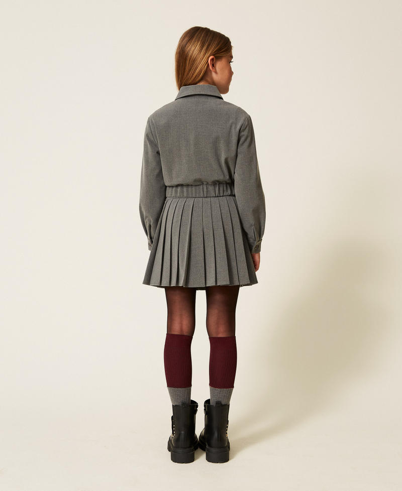 Cropped flannel jacket Mid Melange Grey Girl 252GJ2270_11727_03