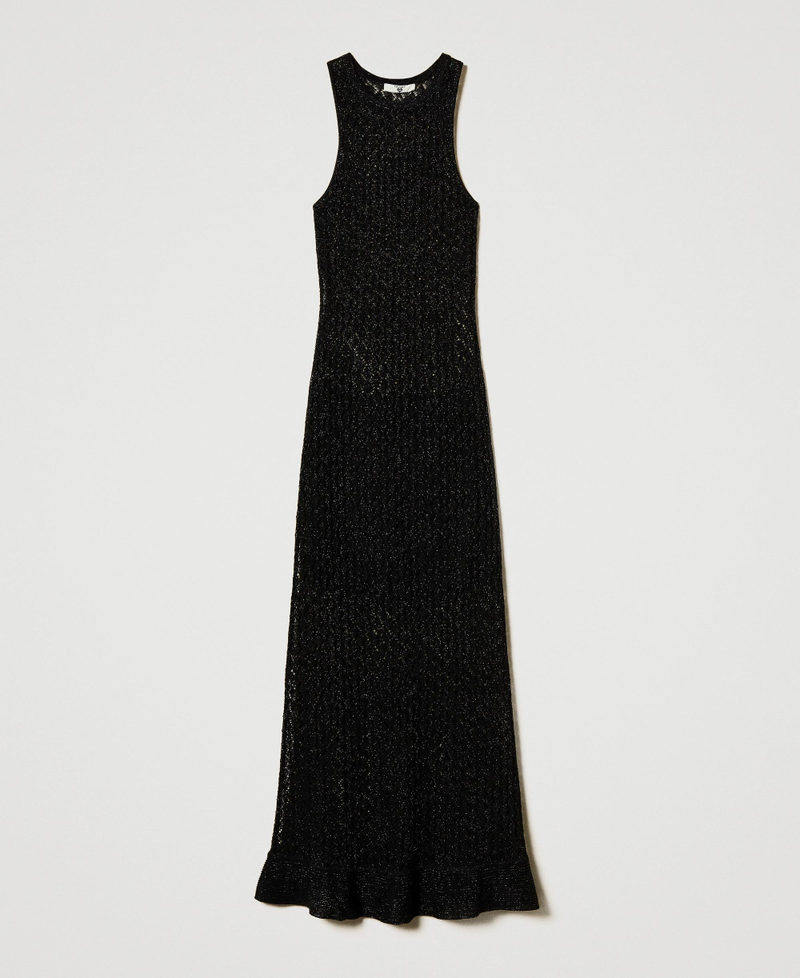 Maxikleid in Netzoptik aus Lurexgestrick Schwarz Frau 251LB3ABB_00006_0S