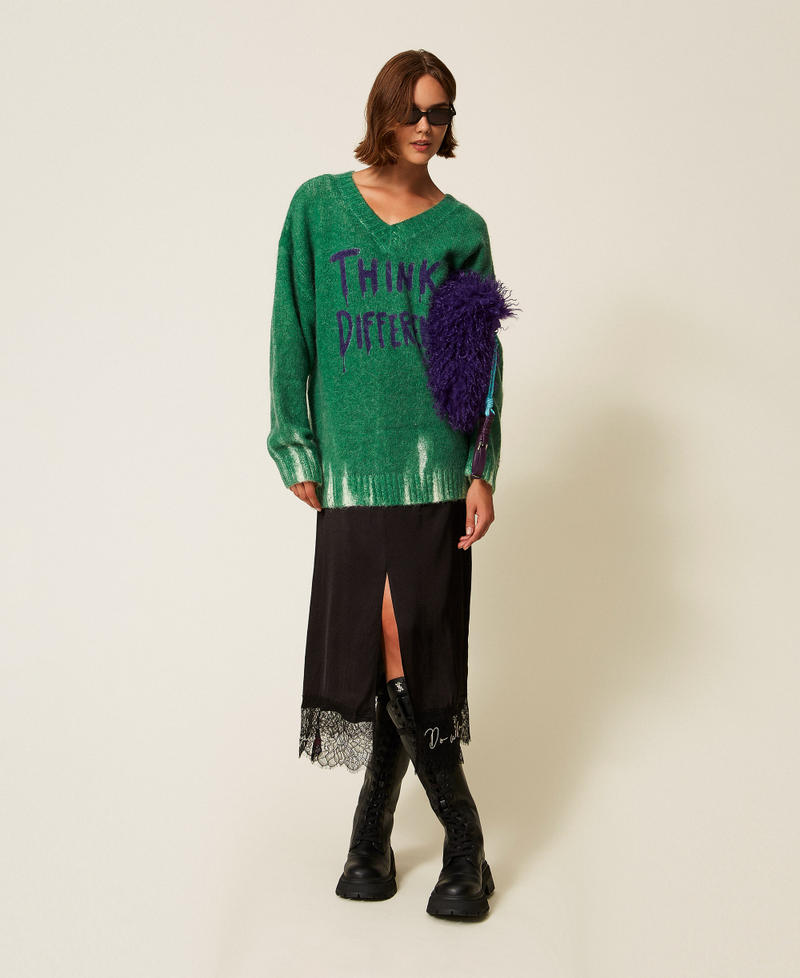 Maxi maglia MYFO in misto lana con stampa Garden Green / Different Donna 252AQ3060_13032_T0