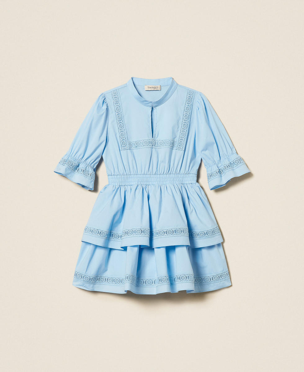 Robe courte pour fille en popeline avec dentelle Skyline Fille 261GB2022_04614_S0