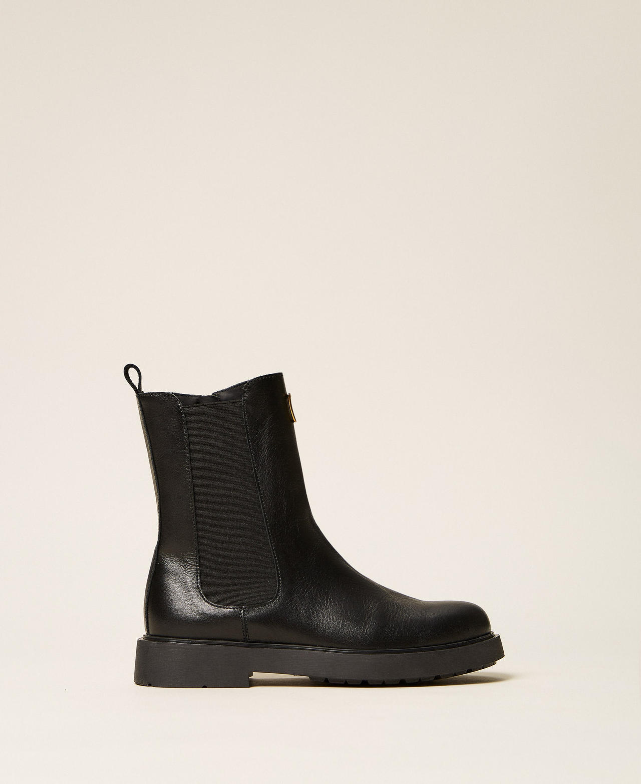 Twinset Girls Black Leather Chelsea Boots