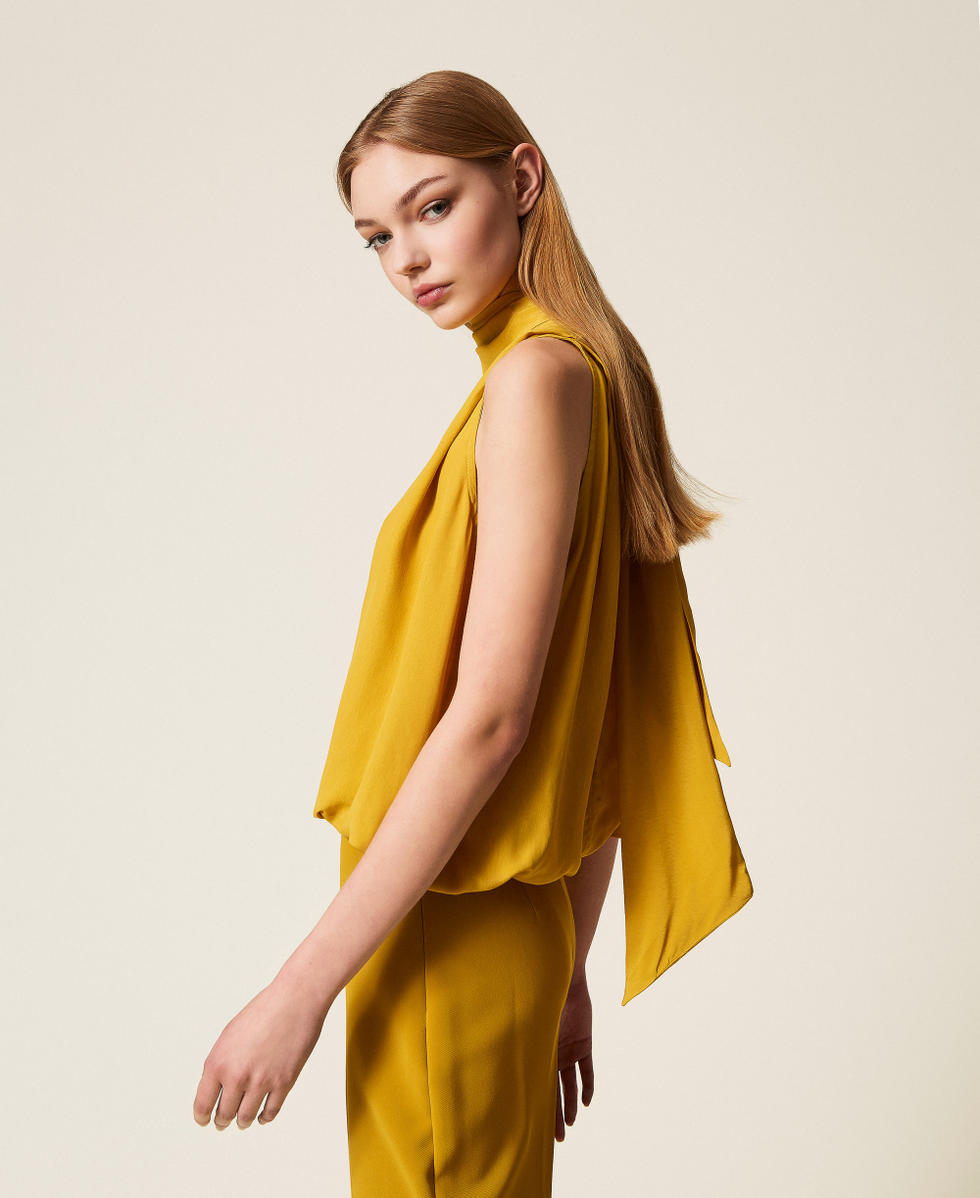 Cr&ecirc;pe de Chine top Mustard Yellow Woman 252TF2081_12607_02