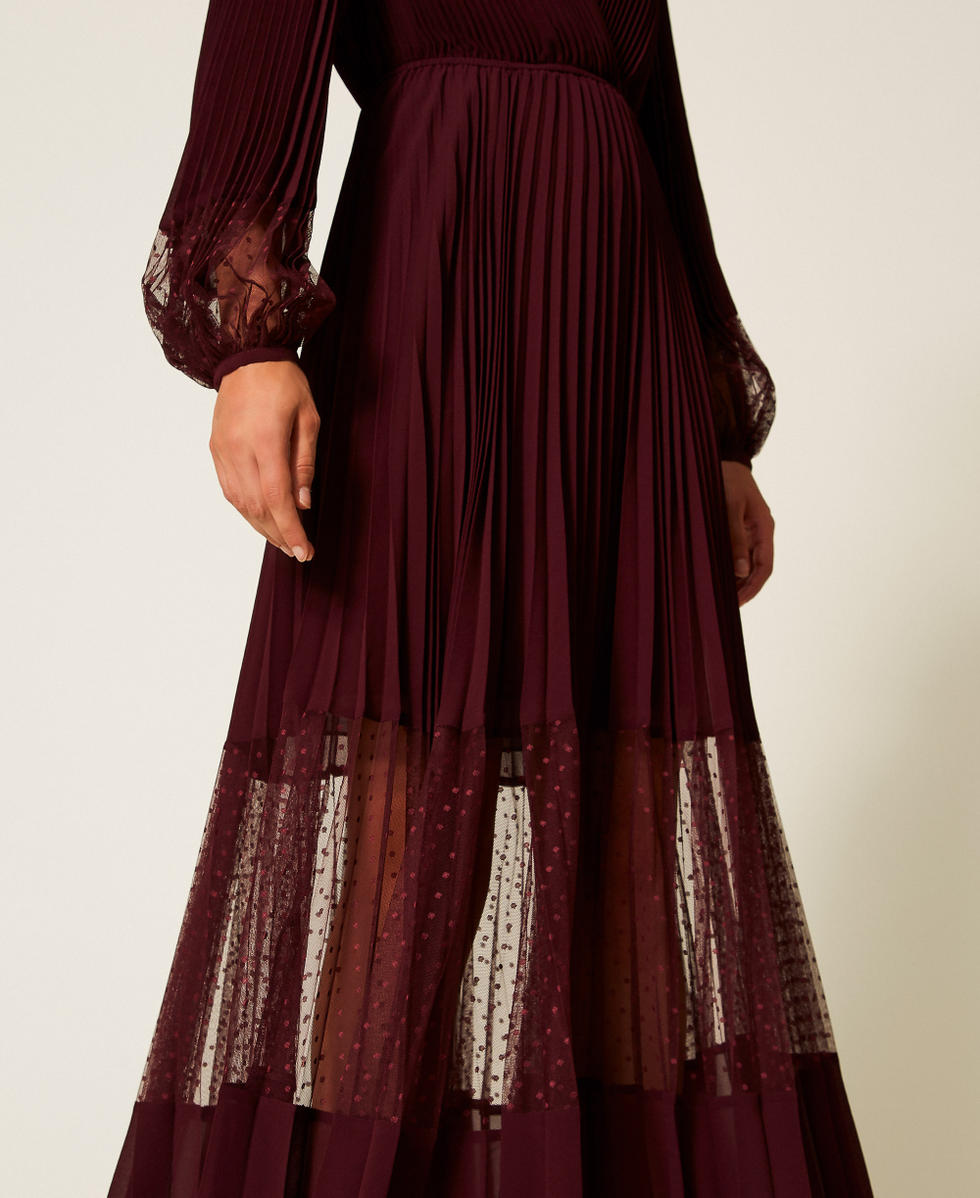 Long georgette and tulle dress “Wine tasting” Purple Woman 252TP2641_05609_04