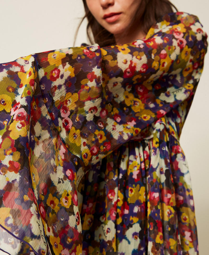 Recycled creponne short dress with print Winter Bouquet Print Woman 252AT2072_12886_04