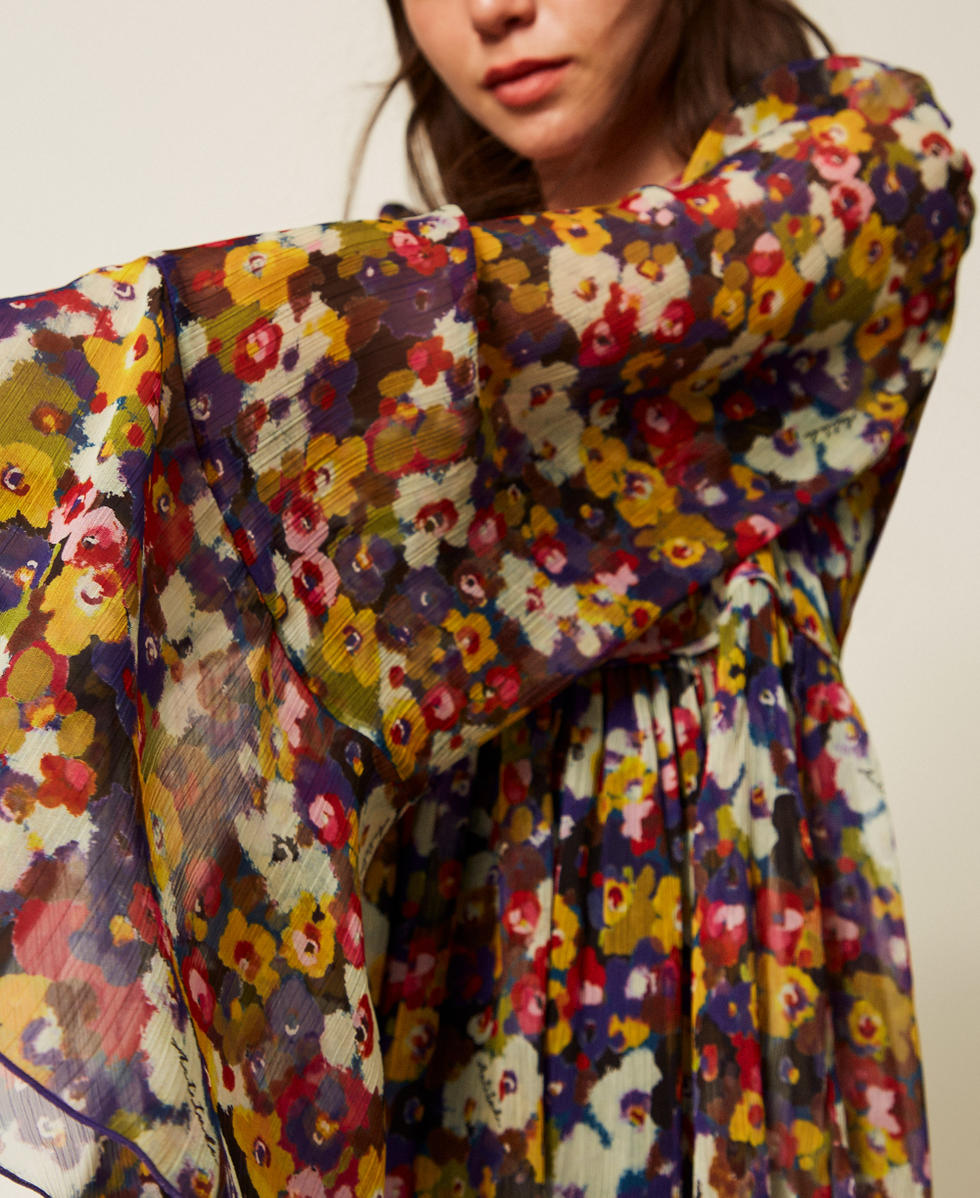 Abito corto in creponne riciclato con stampa Stampa Winter Bouquet Donna 252AT2072_12886_04