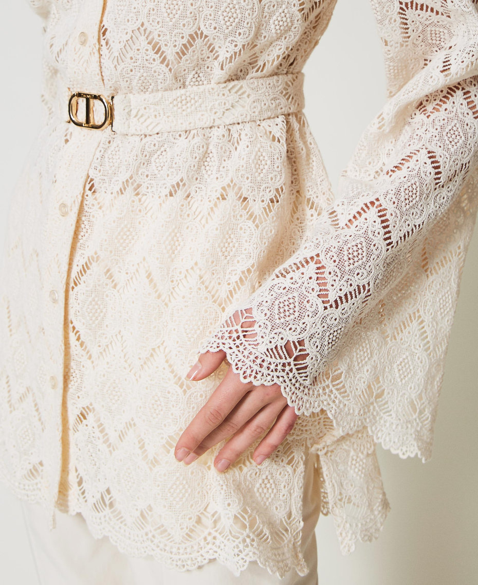 Maxi camicia in pizzo macramè Delicate Beige Donna 251TP2406_12140_04