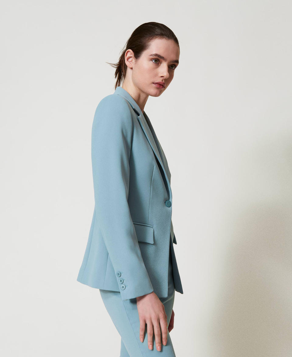 Fluid crêpe blazer Dusty Blue Woman 251TP2100_00485_02