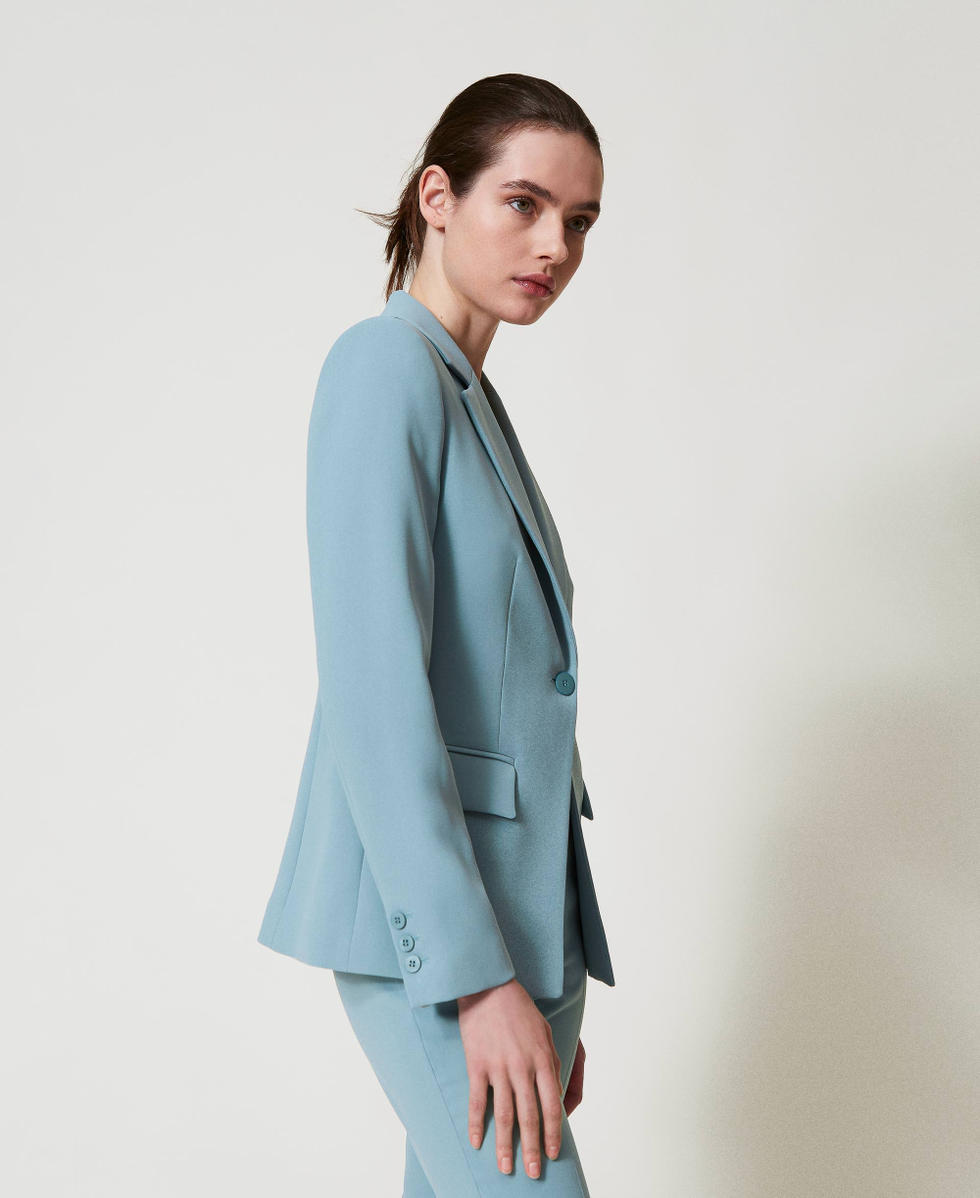Fluid cr&ecirc;pe blazer Dusty Blue Woman 251TP2100_00485_02