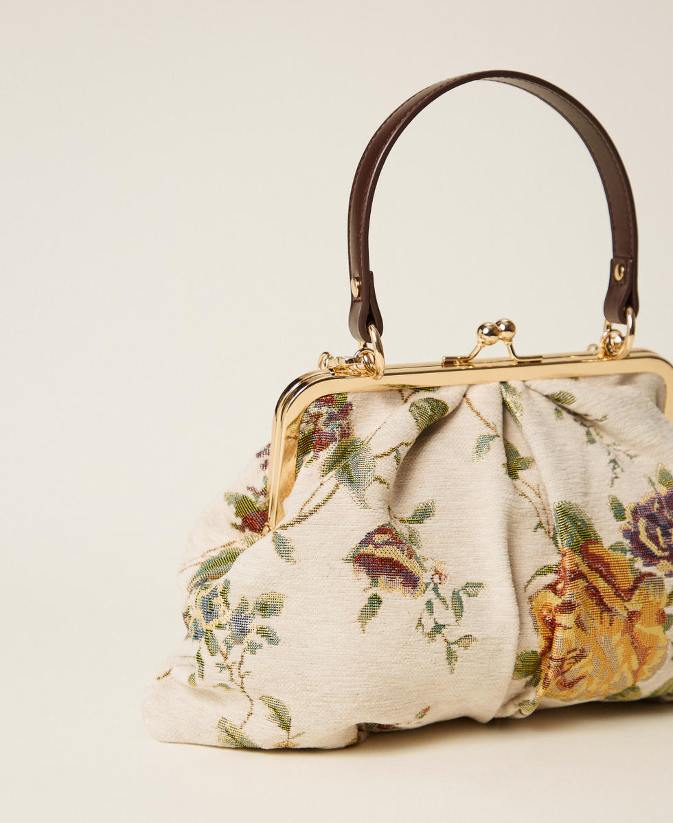 Floral jacquard shoulder bag Mother-of-Pearl Jacquard Brocade Woman 252TD8320_12960_03