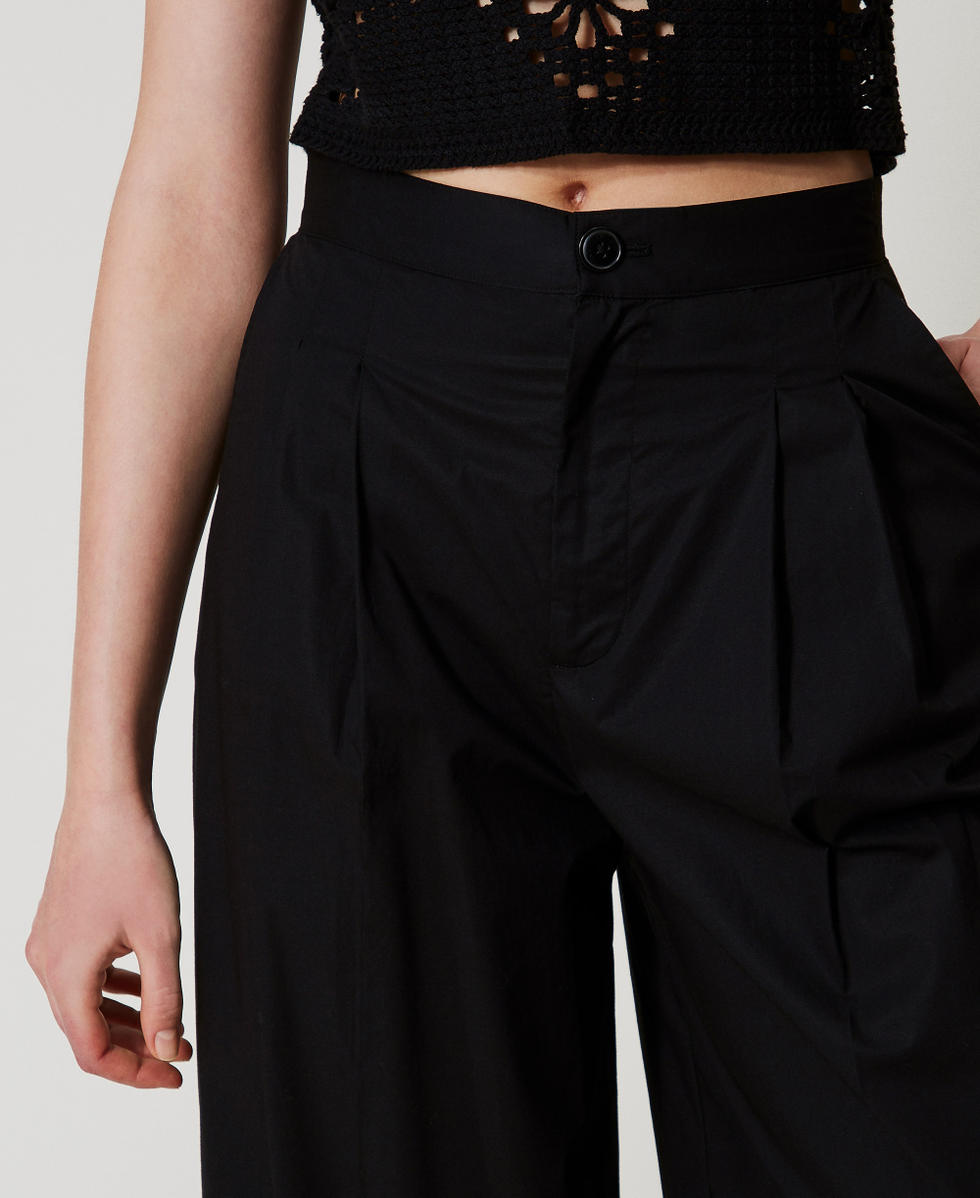 Pantalon ample en popeline Noir Femme 251TT202K_00006_04
