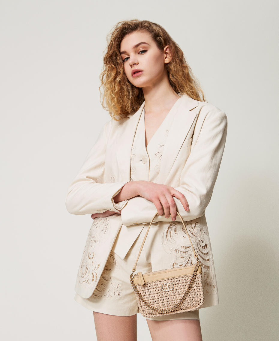 Borsa a tracolla 'Petite' in crochet Bianco Naturale Donna 251TD8113_00497_0T