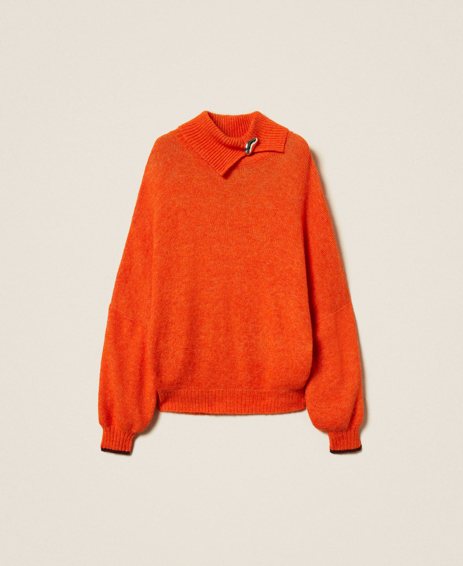 Pull col montant avec broche Orange « Orangeade »/Violet « Winetasting » Femme 252AT3111_13027_S0