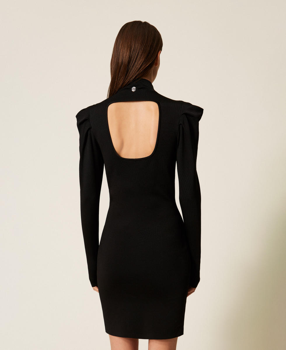 Short knit dress with draping Black Woman 252AT3010_00006_02