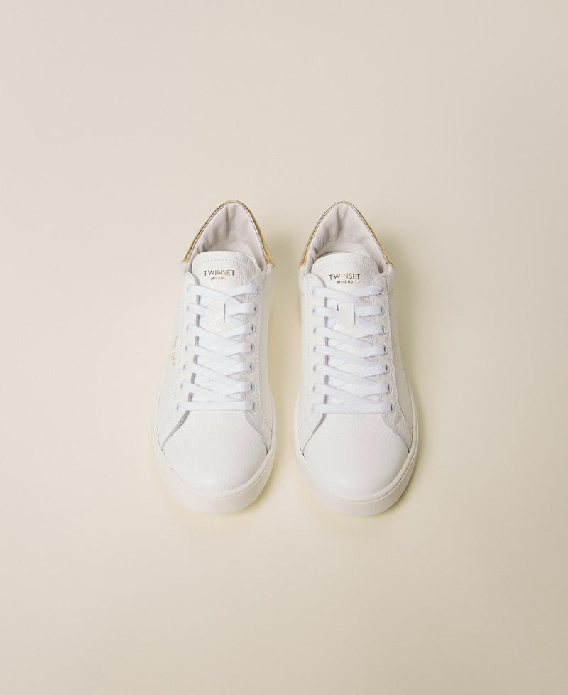 Baskets en cuir Bicolore Blanc Optique/Or Femme 261TGT126_07049_04