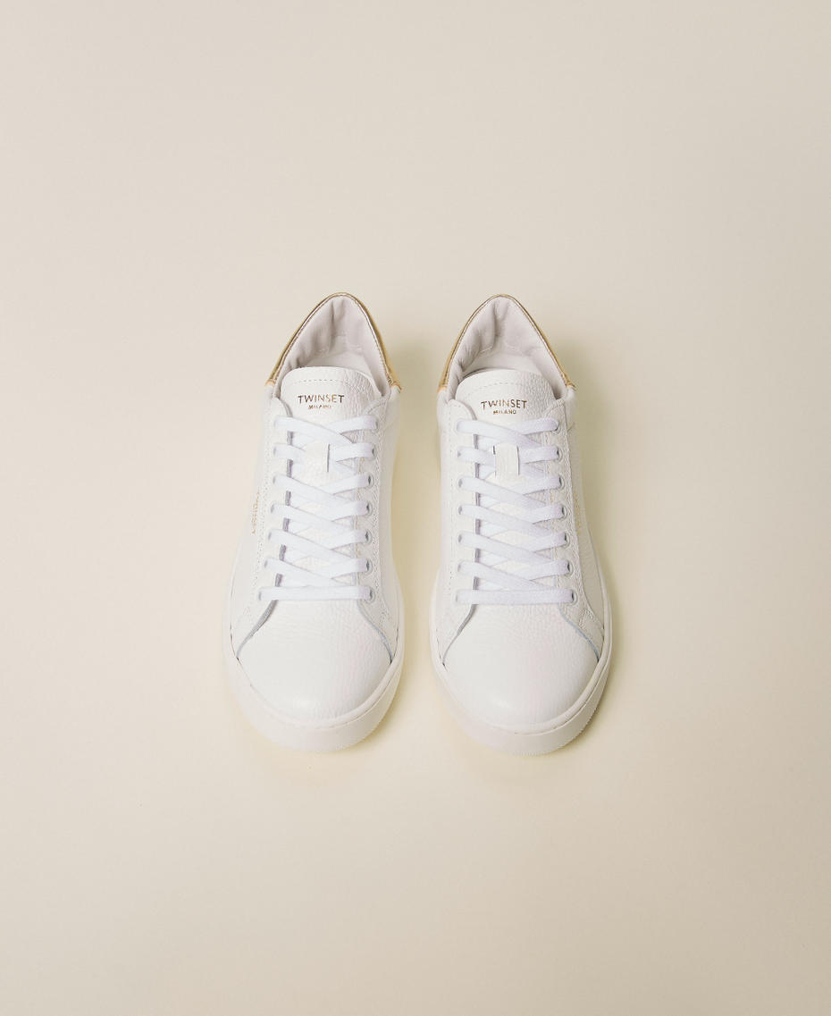 Baskets en cuir Bicolore Blanc Optique/Or Femme 261TGT126_07049_04