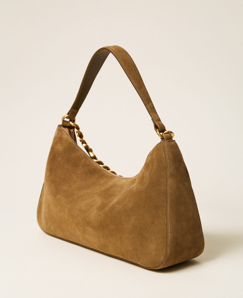 Liliane medium suede bag Olive Drab Woman 999TB7015_13802_03