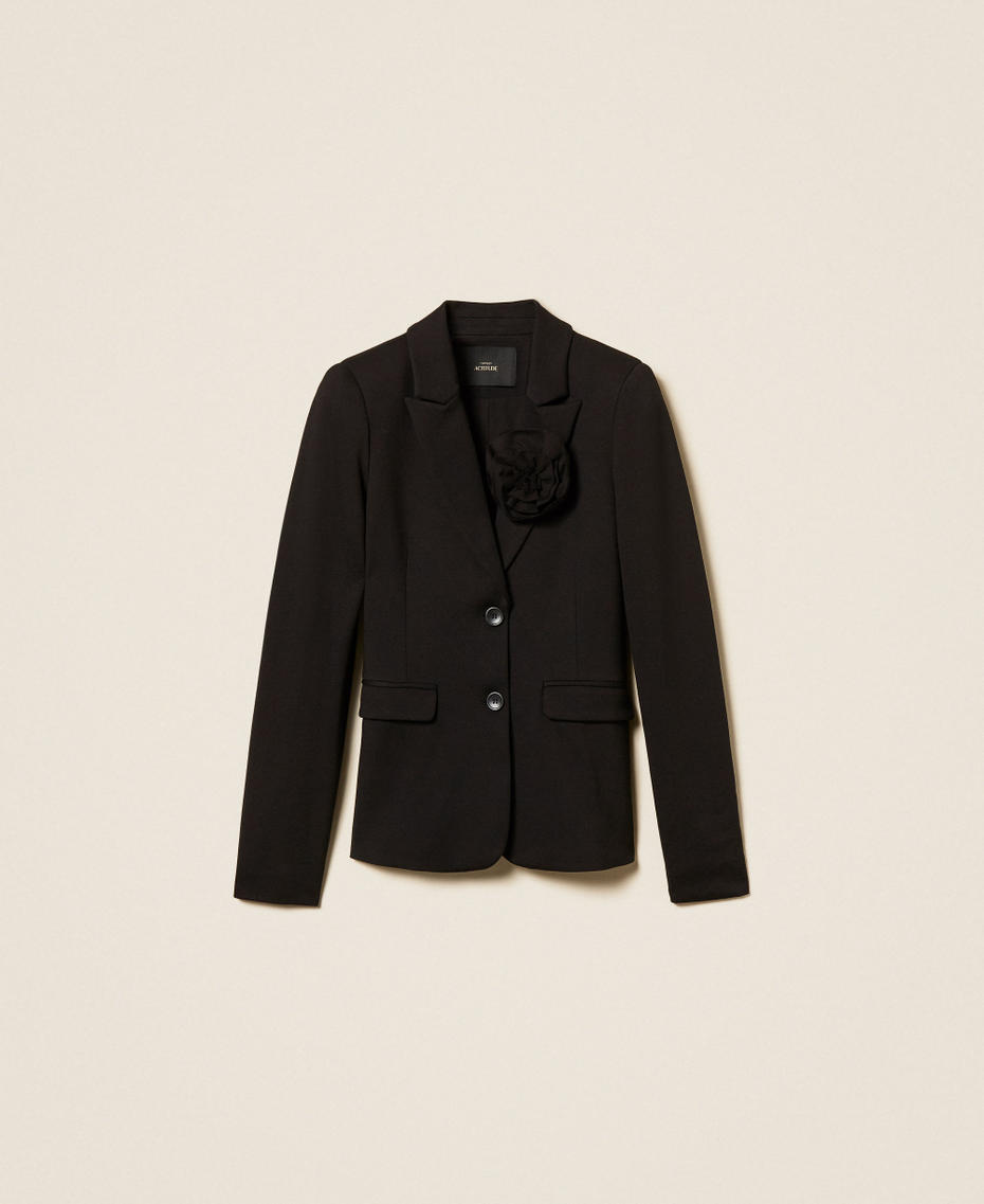 Giacca blazer con spilla a fiore Nero Donna 261AP2147_00006_S0