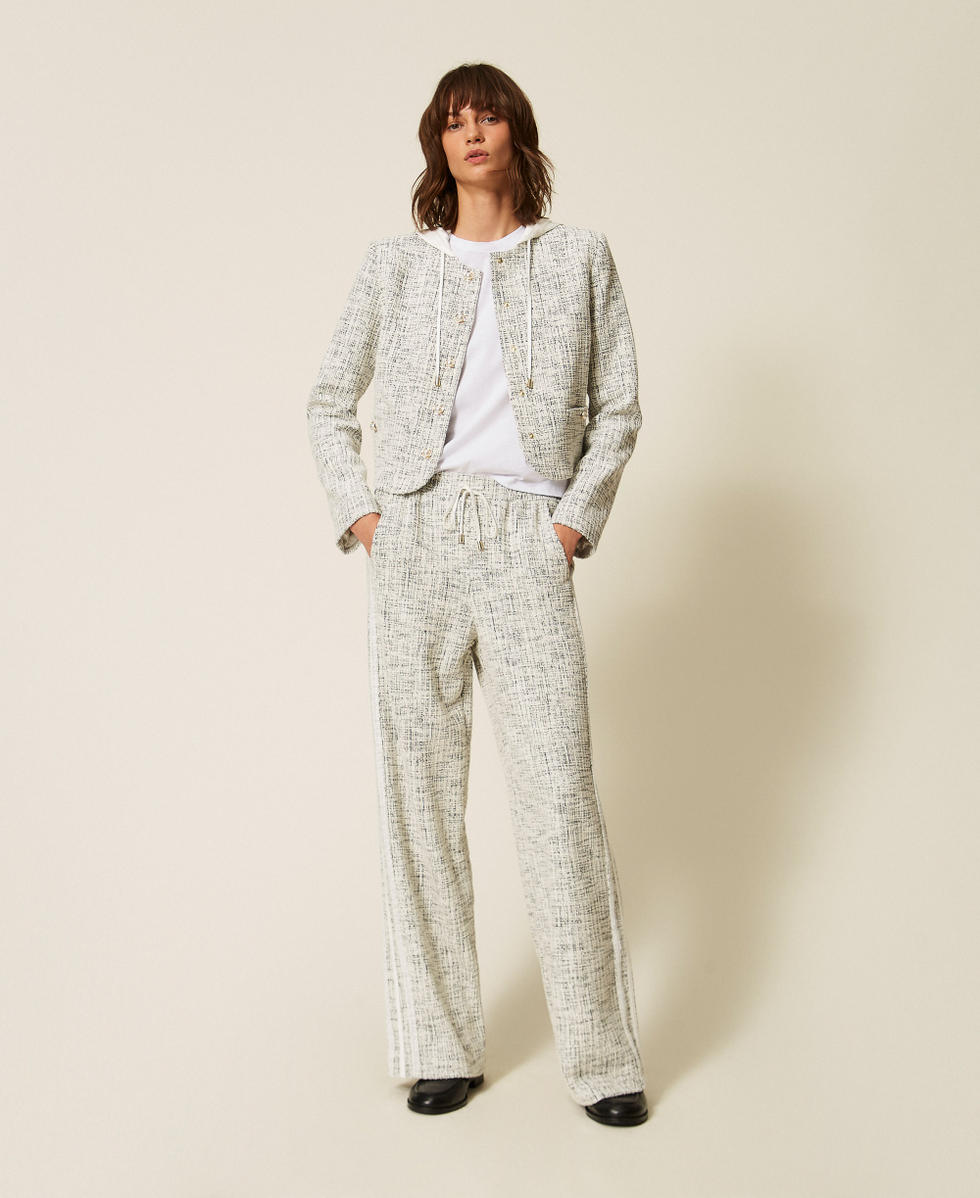 Weaved sweatpants Off White/Black Tweed Woman 262LI2HBB_13877_01