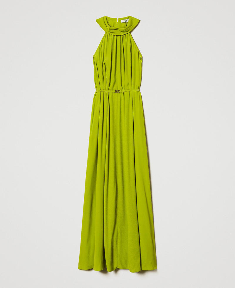 Robe longue avec encolure américaine et ceinture Green Grenoble Femme 251LB2ECC_12131_0S
