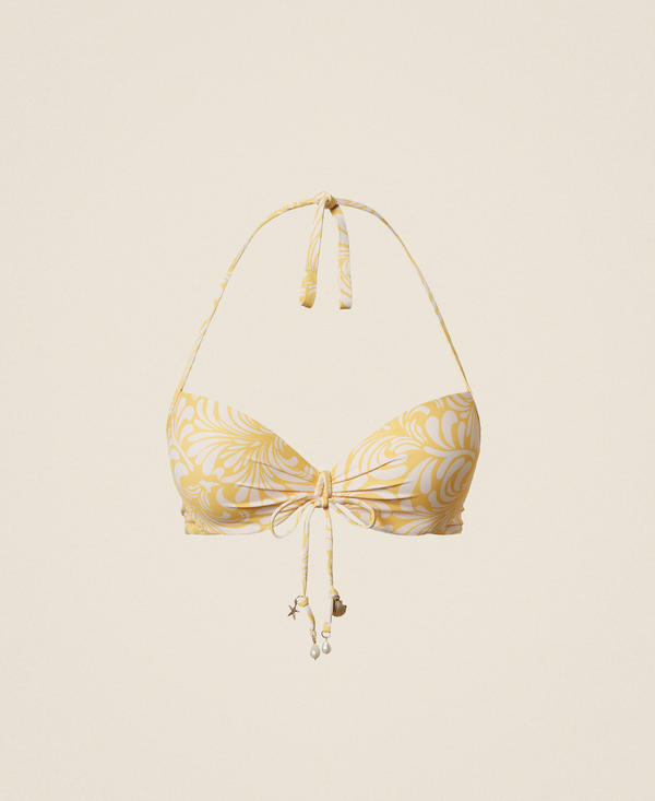 Push-up bikini top with botanical print