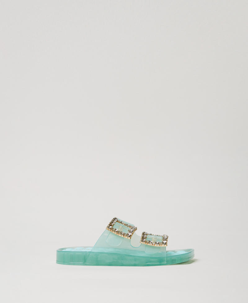 Slide-Pantolette mit Schmuckschnallen Green Marine Frau 251LMT010_12361_01