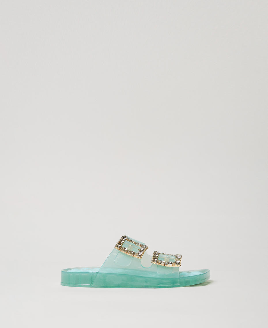 Slide-Pantolette mit Schmuckschnallen Green Marine Frau 251LMT010_12361_01