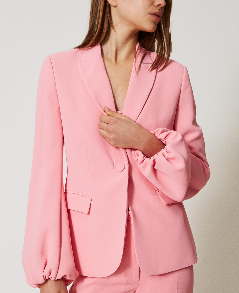 Crêpe jacket with gathered sleeves Peach Woman 251TP2320_12142_08