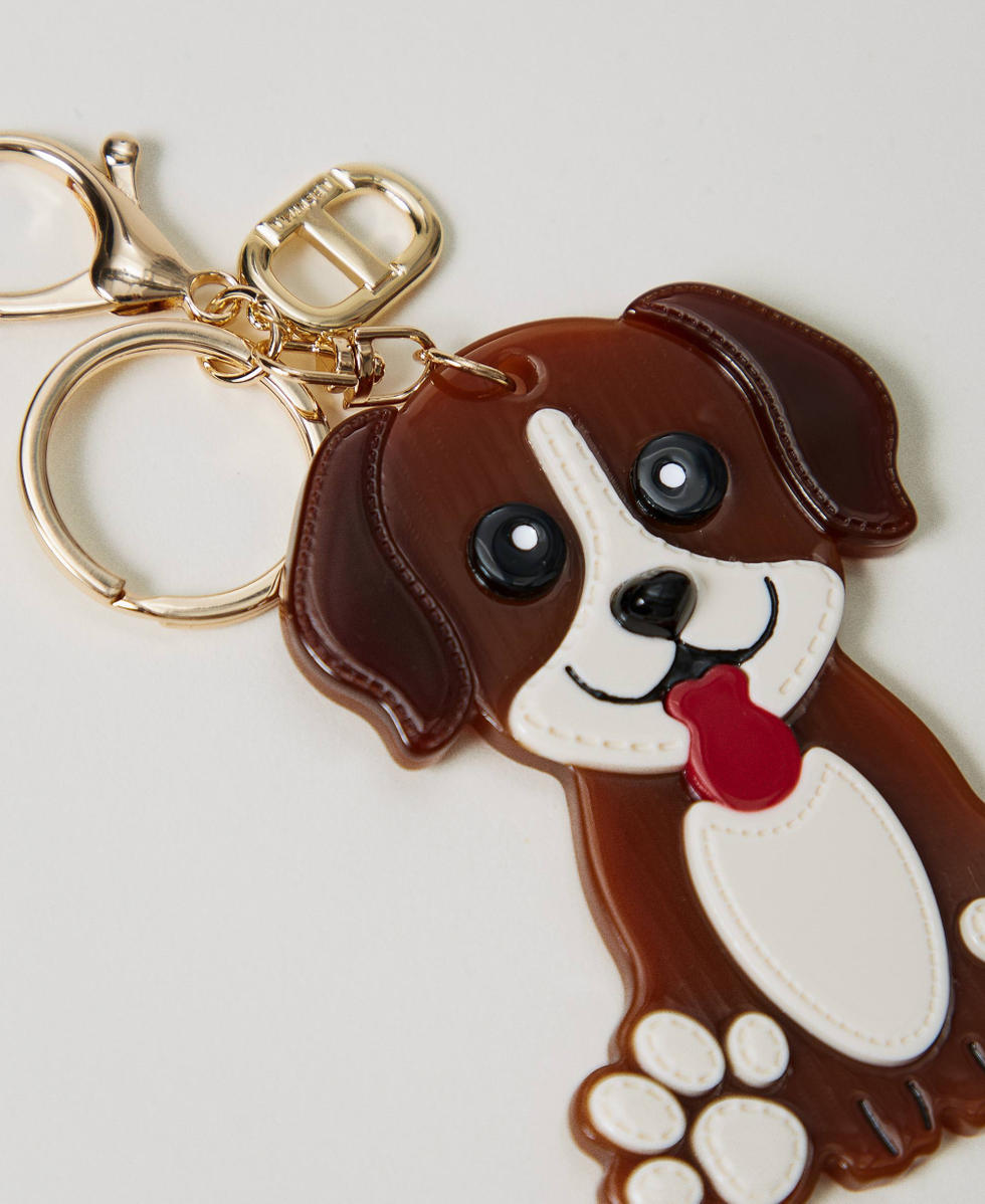 Dog keyring with Oval T Two-tone Chantilly / "Cigar" Beige Woman 251TH7016_10741_02